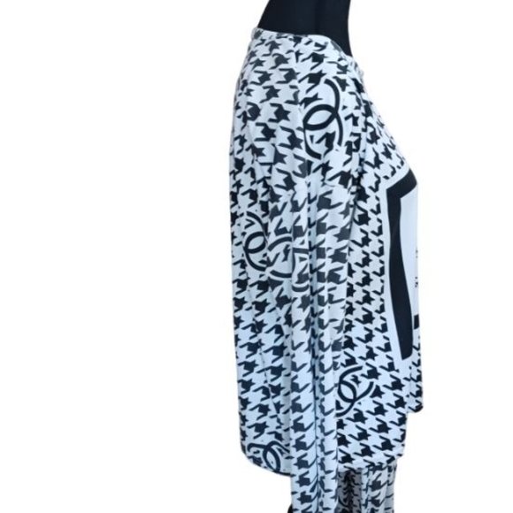 Womens Black and White 2 piece Pajama Lounging Set - Picture 4 of 8